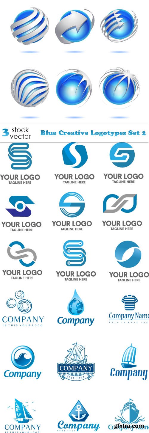 Vectors - Blue Creative Logotypes Set 2