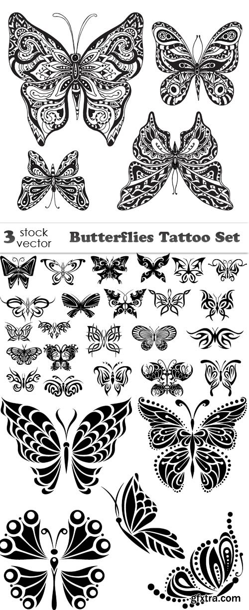 Vectors - Butterflies Tattoo Set