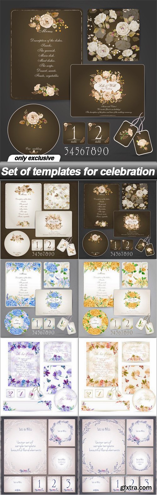 Set of templates for celebration - 8 EPS