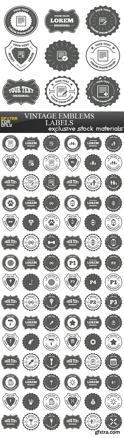 Vintage emblems, labels, 10 EPS
