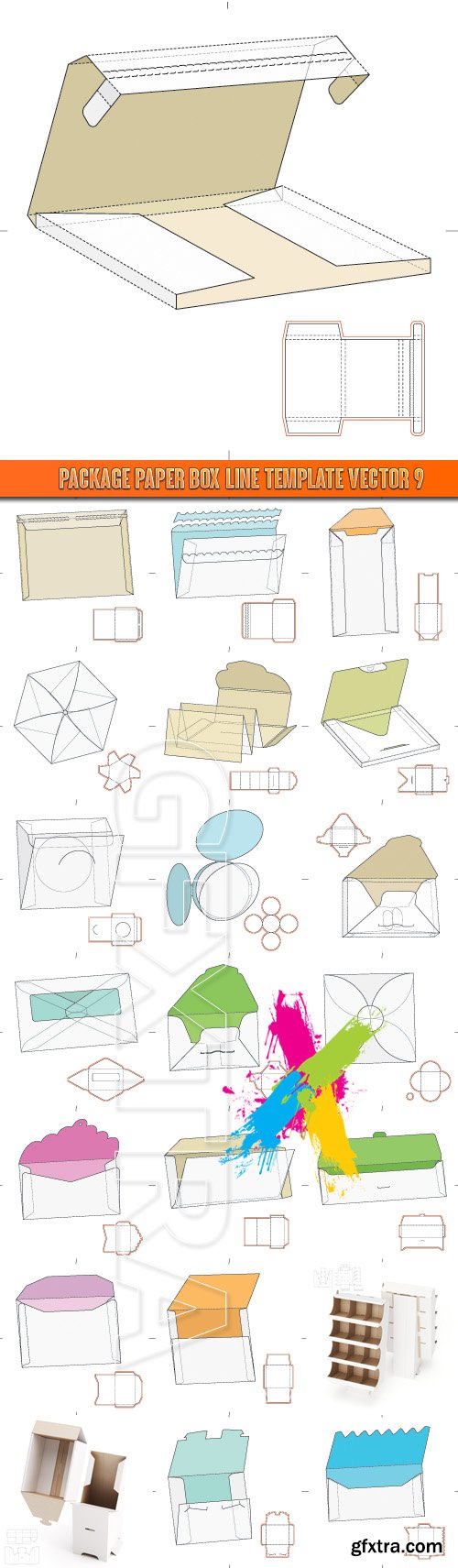 Package paper box line template vector 9