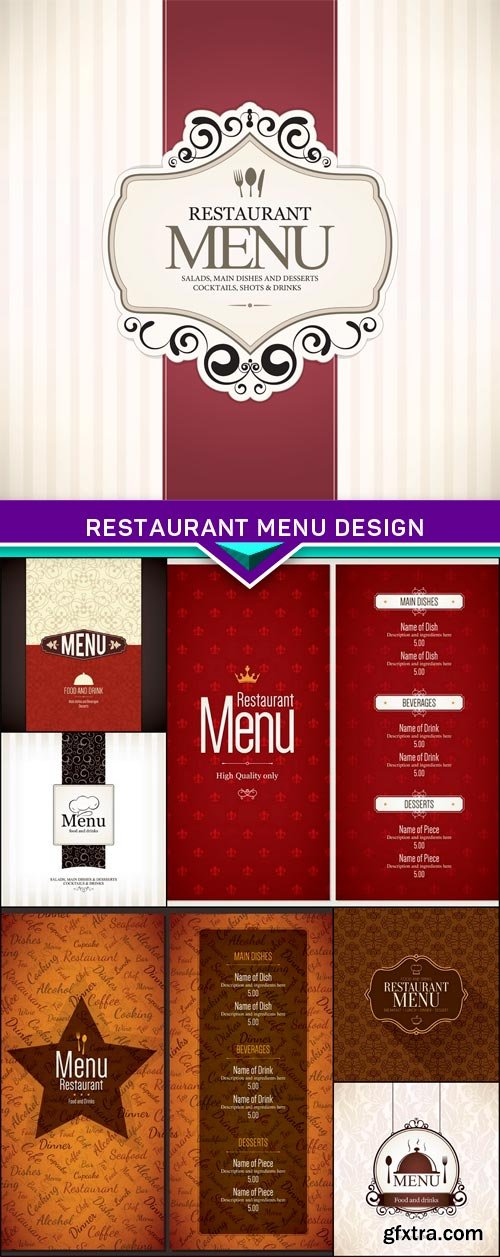Restaurant menu design 7x EPS