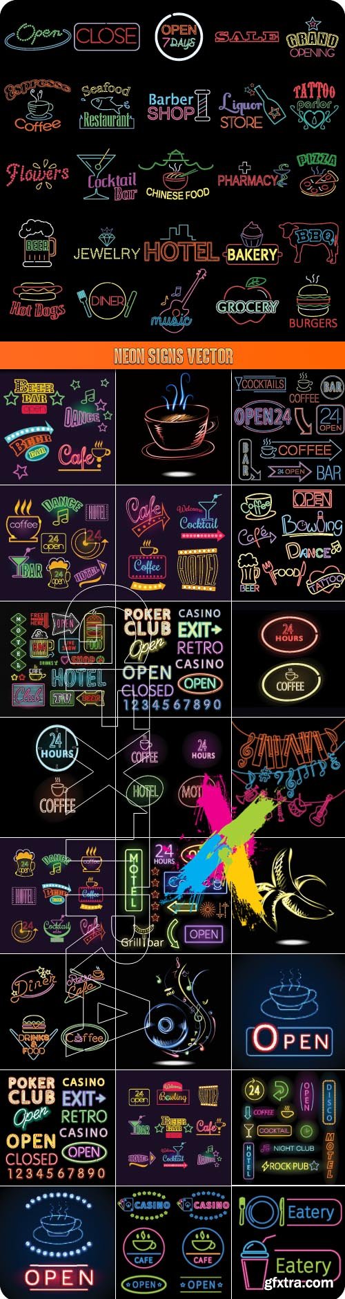 Neon Signs Vector 25xEPS