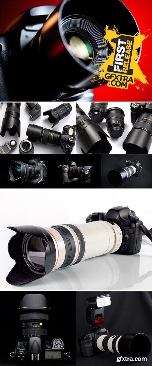 Stock Photo Professional digital photo camera with tele lenses