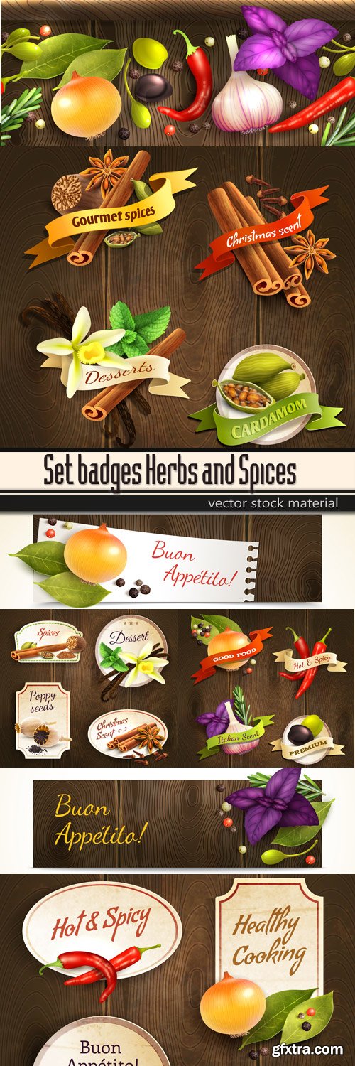 Set badges Herbs and Spices