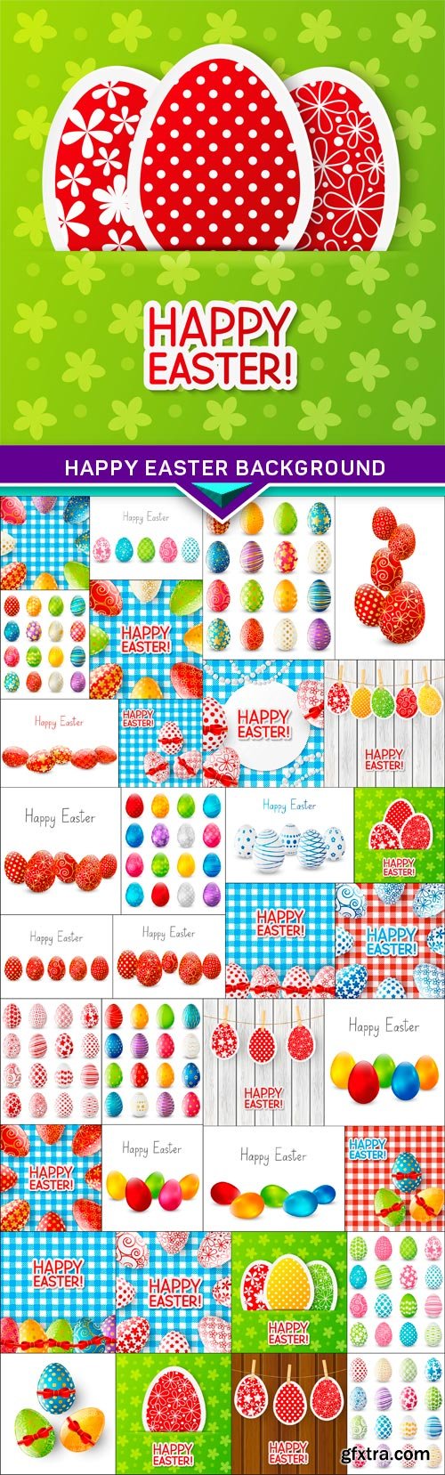 Happy Easter background Set of color Easter eggs 35x EPS