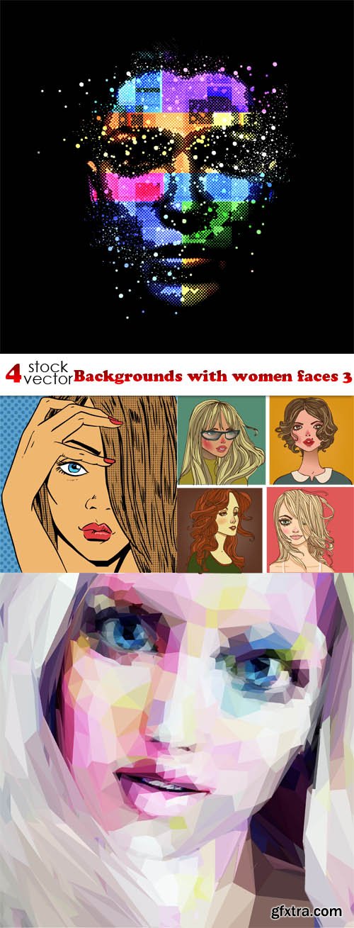Vectors - Backgrounds with women faces 3