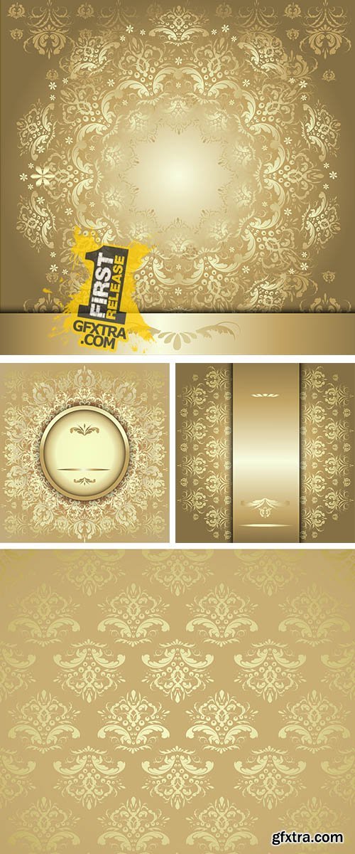 Stock: Pattern with gold ribbon