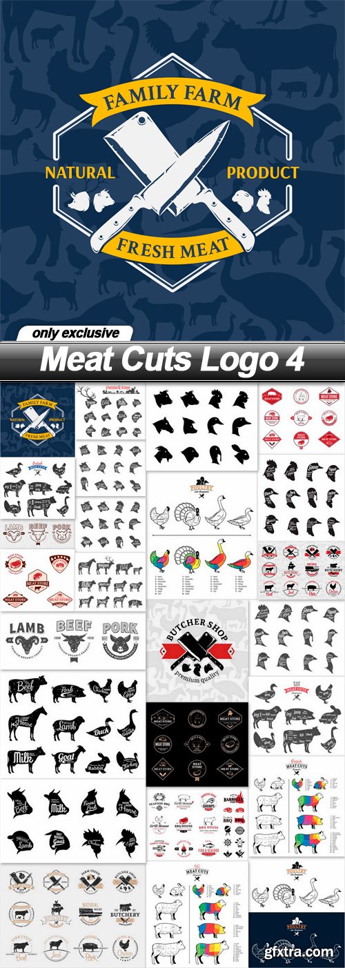 Meat Cuts Logo 4 - 25 EPS