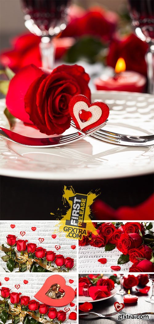 Stock Photo: Place setting for Valentines day