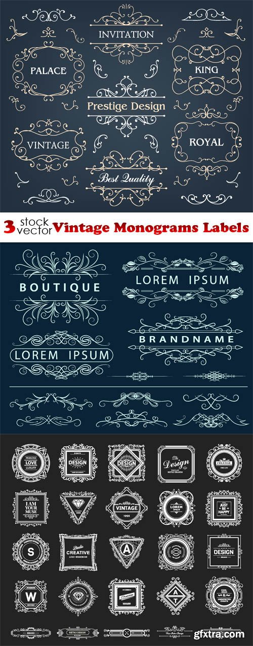 Vectors - Vintage Monograms Labels