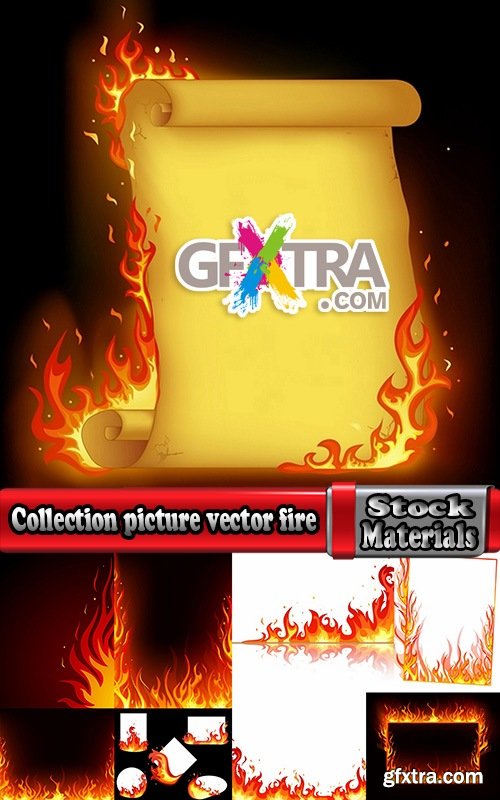 Collection picture vector fire frame fire design element 25 EPS