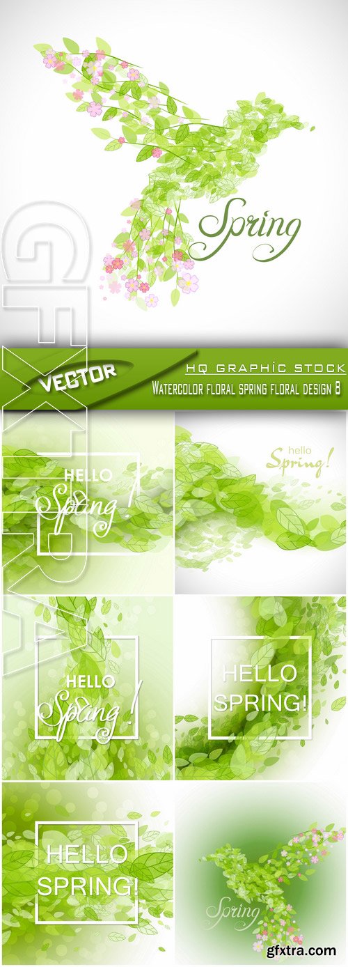 Stock Vector - Watercolor floral spring floral design 8