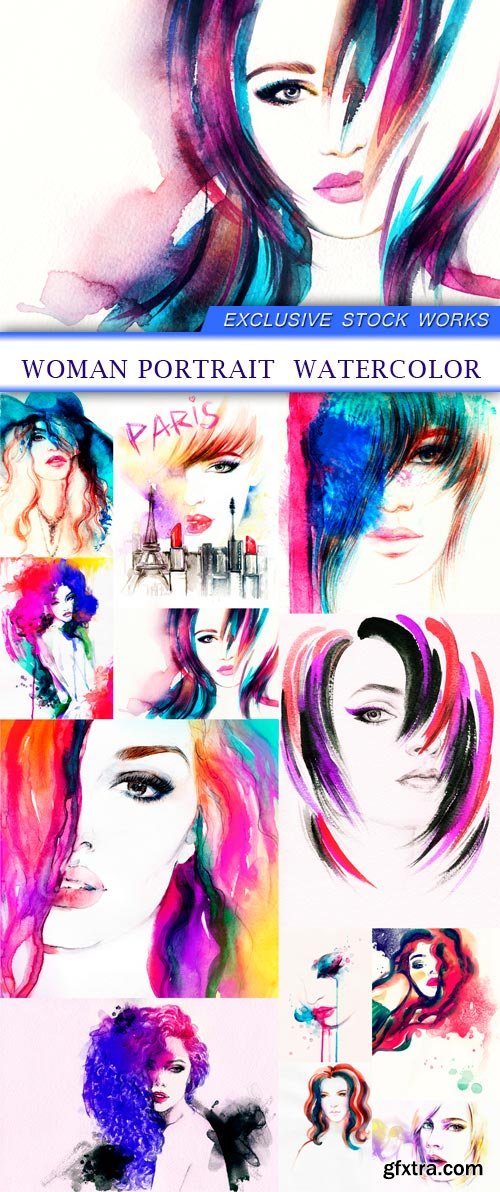 woman portrait watercolor 12X JPEG