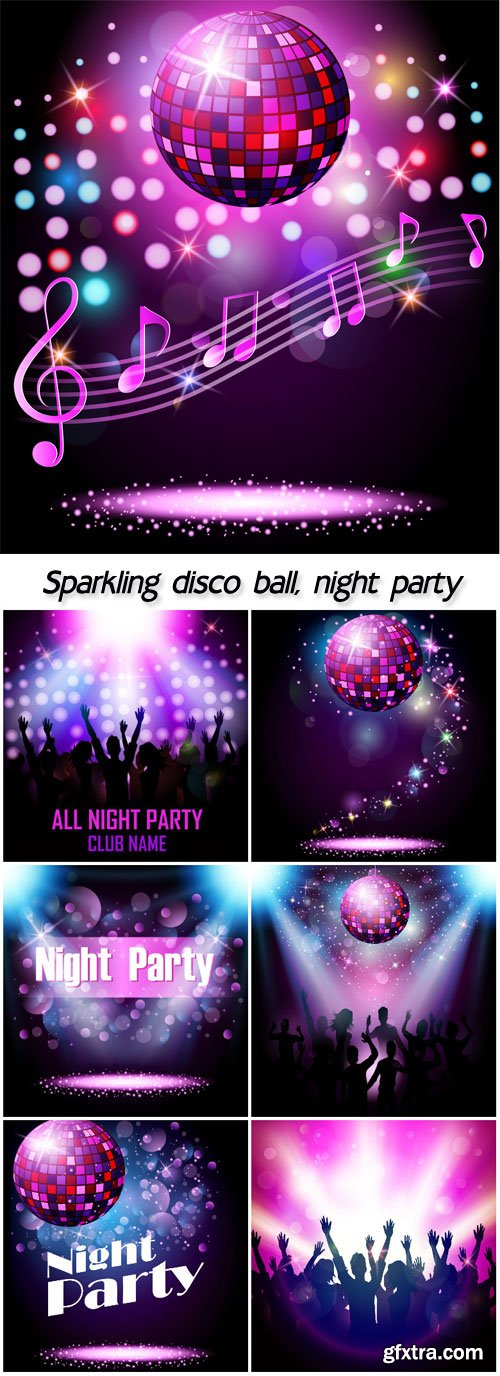 Sparkling disco ball, night party