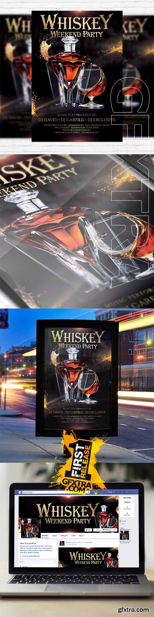 Whiskey Weekend Party – Flyer Template + Facebook Cover