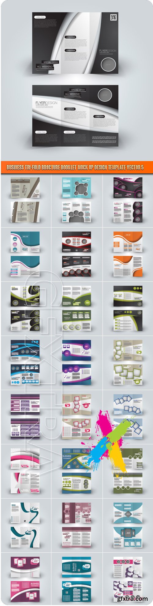 Business tri-fold brochure booklet mock up design template vector 5
