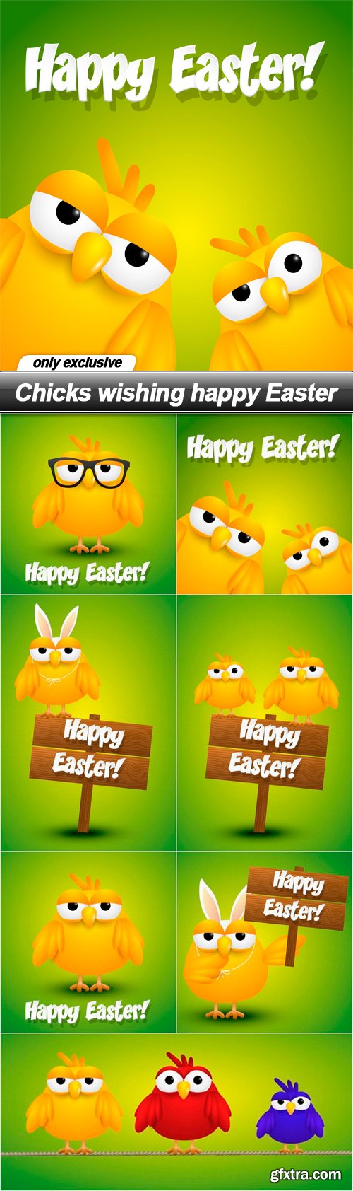 Chicks wishing happy Easter - 7 EPS