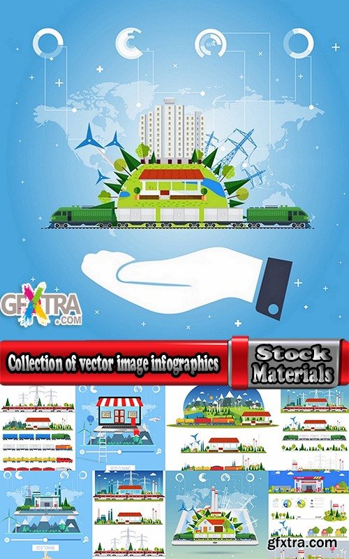 Collection of vector image infographics industrial shop factory 25 EPS
