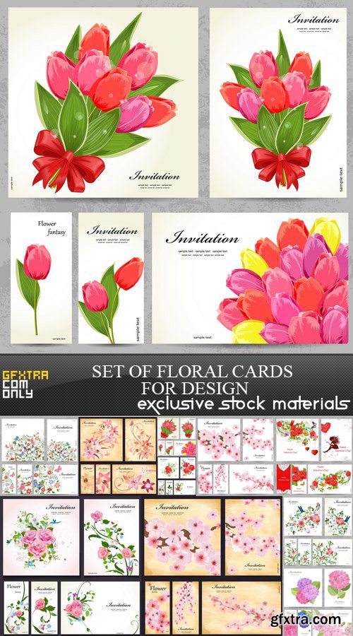 Set of Floral Cards for Design - 10 EPS