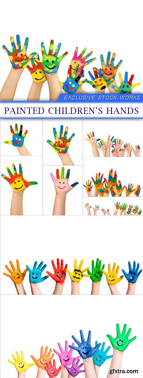 Painted children\'s hands 10X JPEG