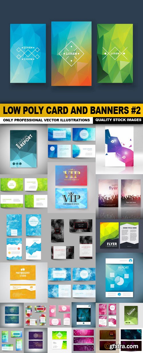 Low Poly Card And Banners #2 - 25 Vector