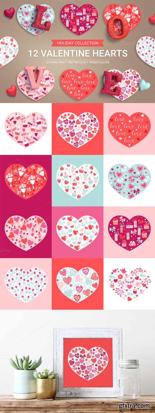 12 Valentine Hearts - CM 517046