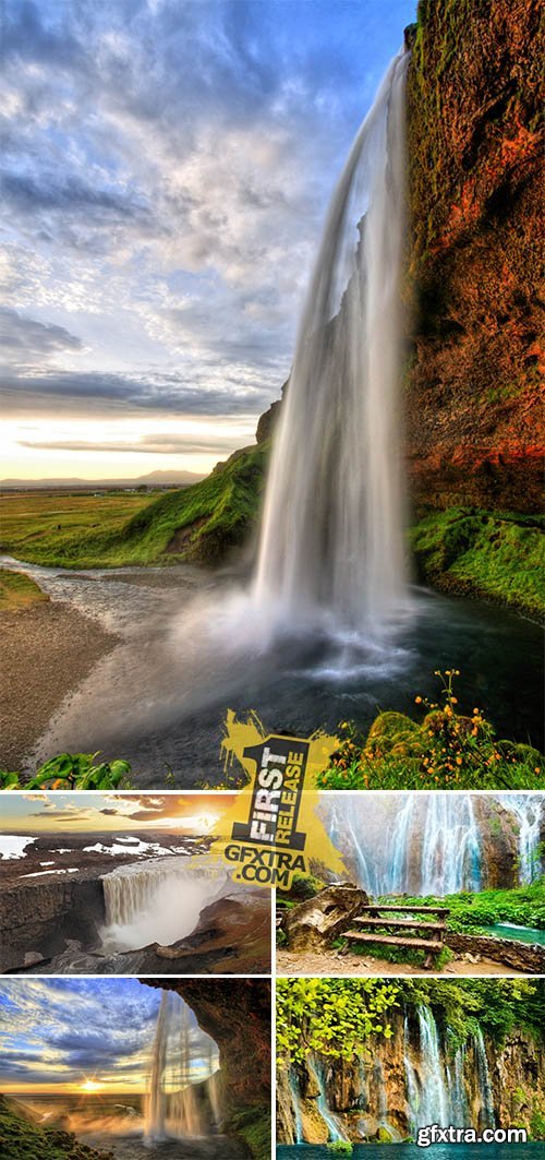 Stock Photo: Waterfall, Iceland - Seljalandsfoss