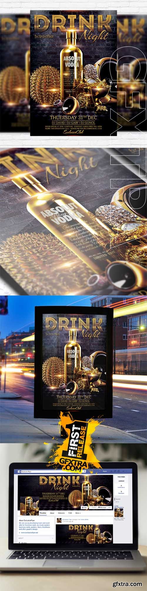 Drink Night – Flyer Template + Facebook Cover