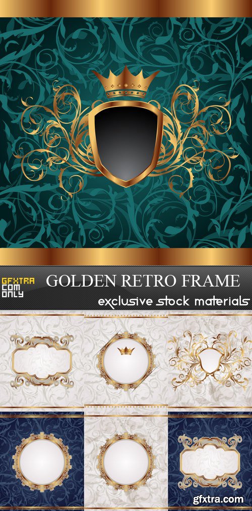 Golden Retro Frame - 7 EPS