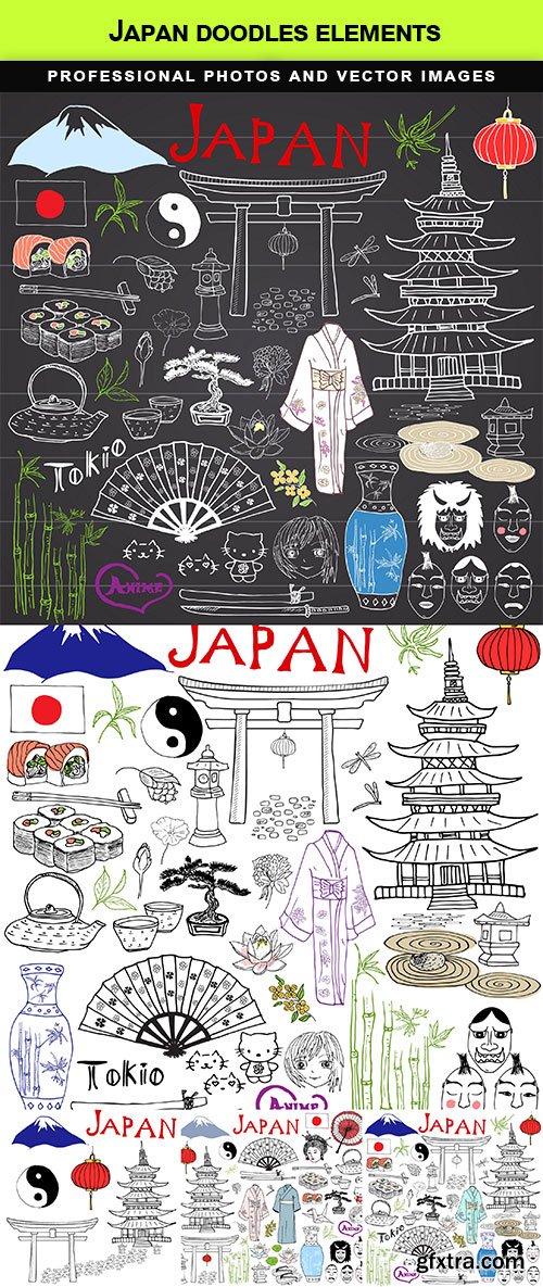 Japan doodles elements