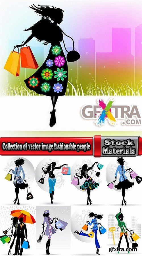 Collection of vector image fashionable people buy package woman man 25 EPS