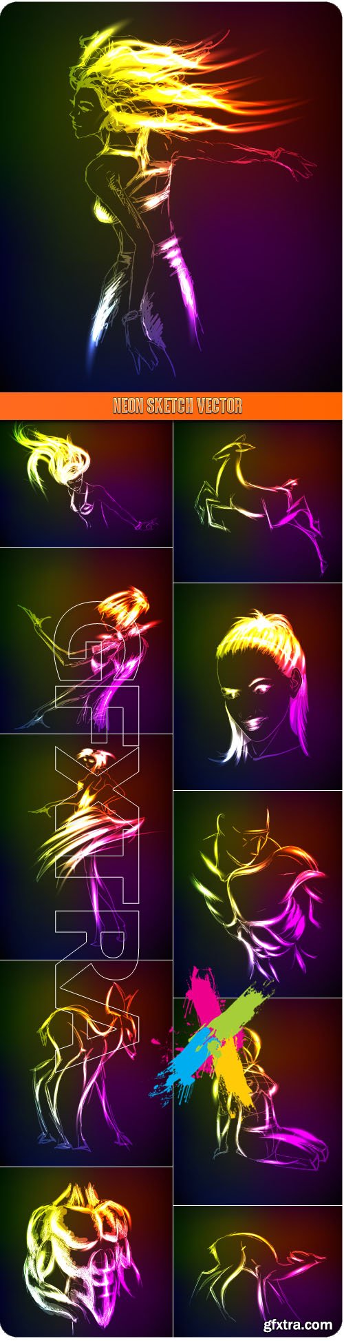 Neon sketch vector