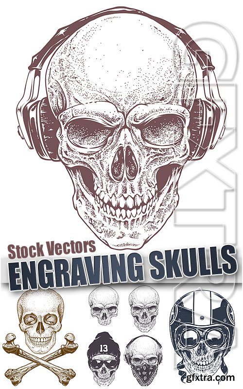 Engraving skull - Stock Vectors