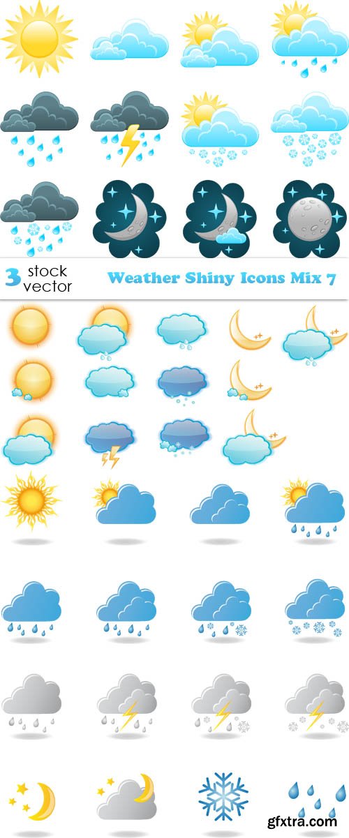 Vectors - Weather Shiny Icons Mix 7
