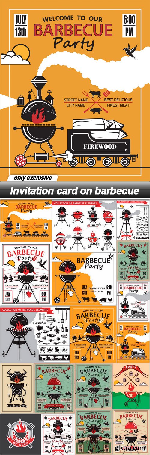 Invitation card on barbecue - 18 EPS