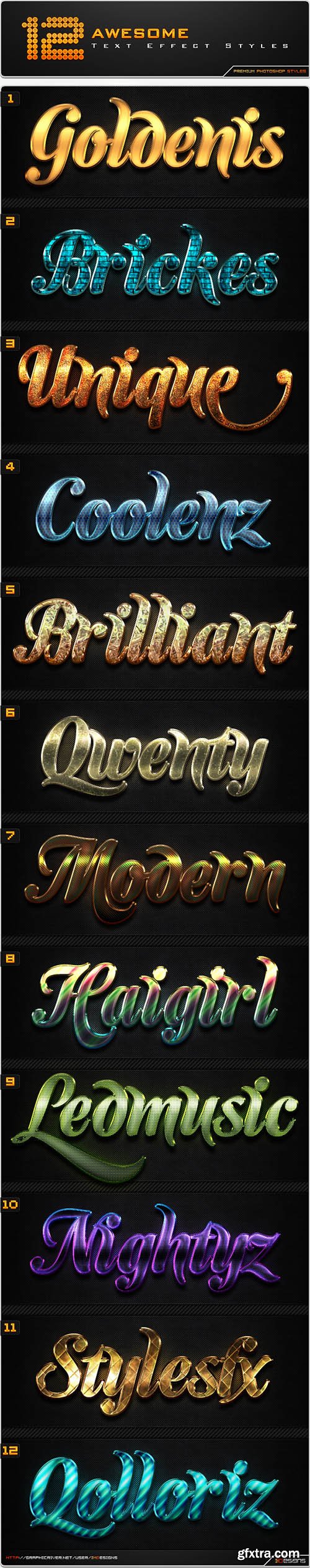 Graphicriver 12 Awesome Text Effect Styles 8507767