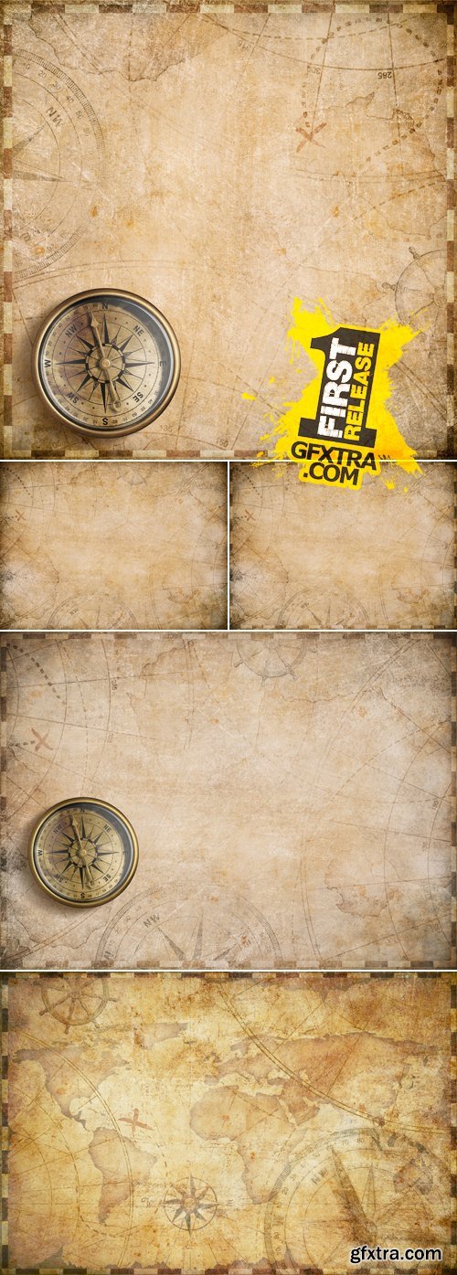 Stock Photo - Vintage Backgrounds with Compass 3