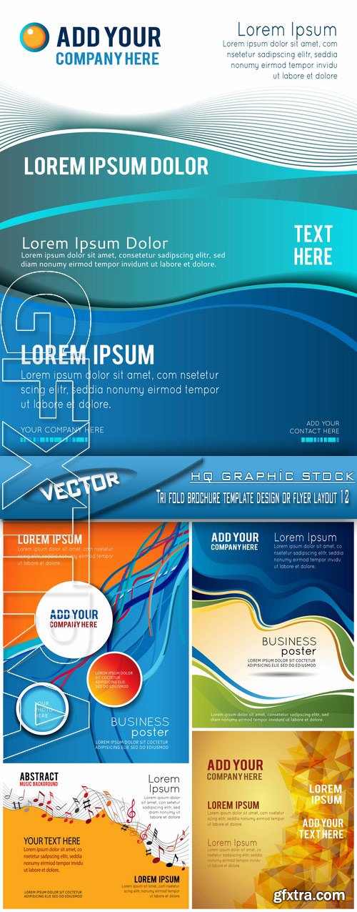 Stock Vector - Tri fold brochure template design or flyer layout 12