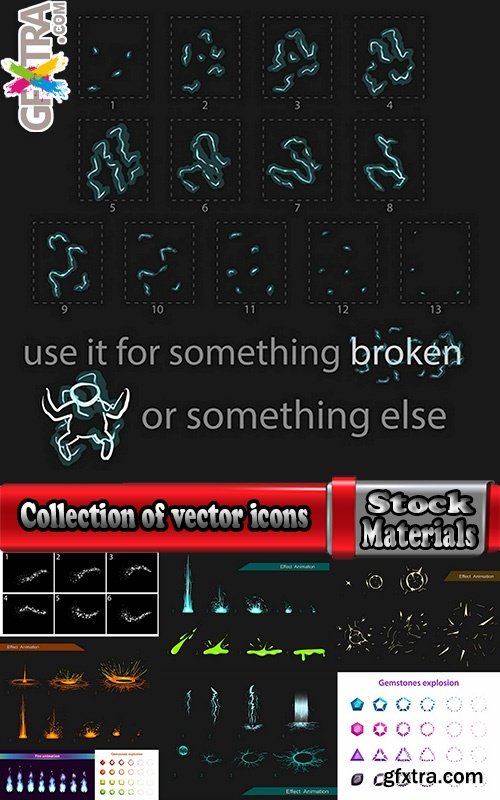 Collection of vector icons flat picture on various subject light effect it 4-25 EPS