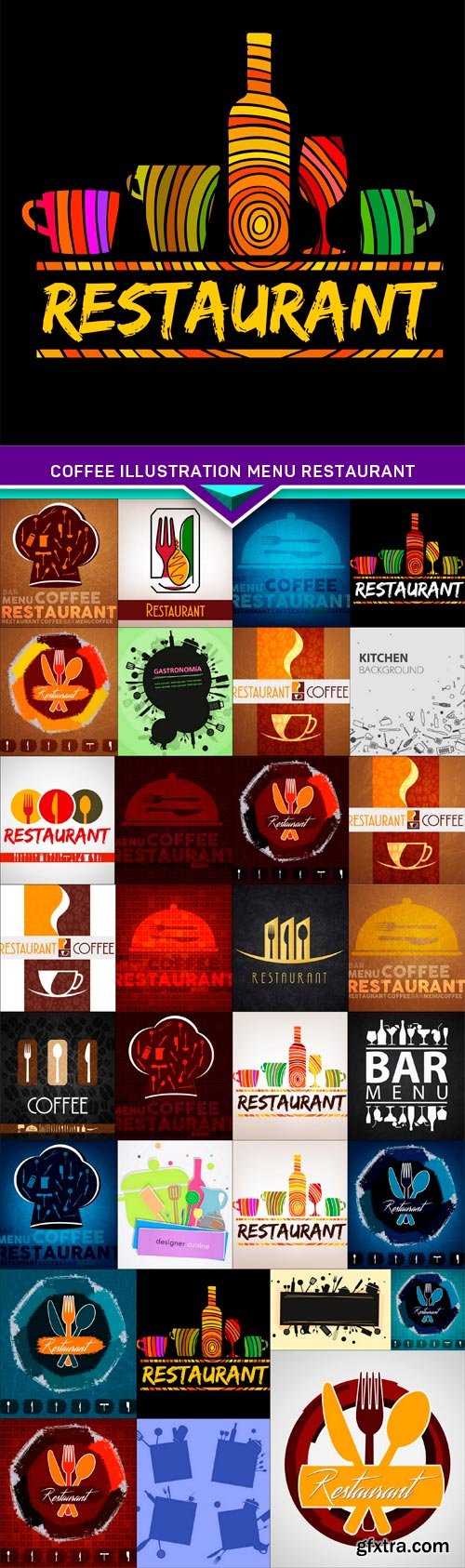 Coffee illustration menu restaurant 31x EPS