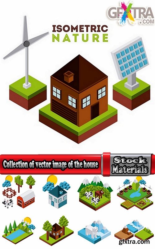 Collection of vector image of the house dice landscape model exterior interior layout 25 EPS