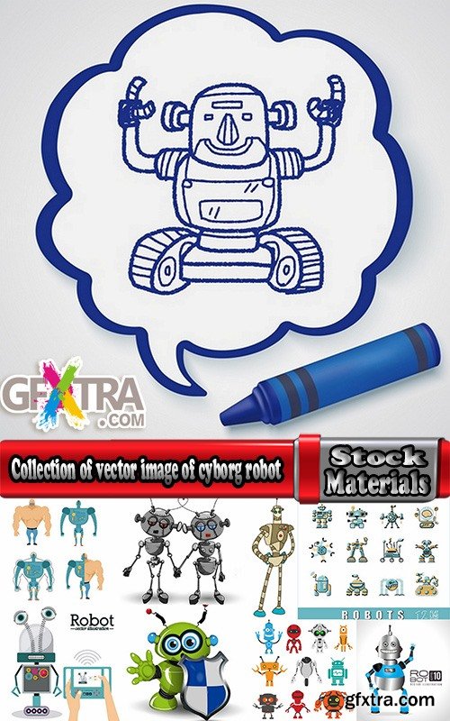 Collection of vector image of cyborg robot toy icon emblem 25 Eps