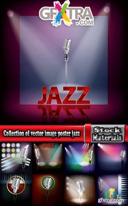 Collection of vector image poster jazz saxophone guitar rock festival 2-25 Eps