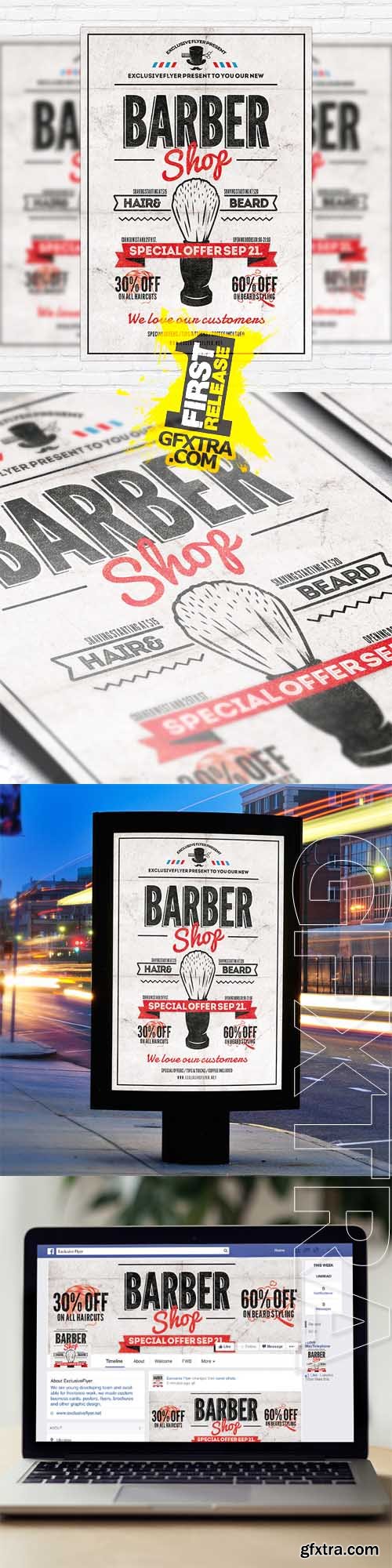 Barber Shop Vol 2 – Flyer Template + Facebook Cover