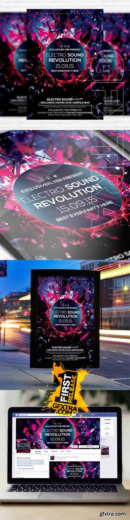 Electro Sound Revolution – Flyer Template + Facebook Cover