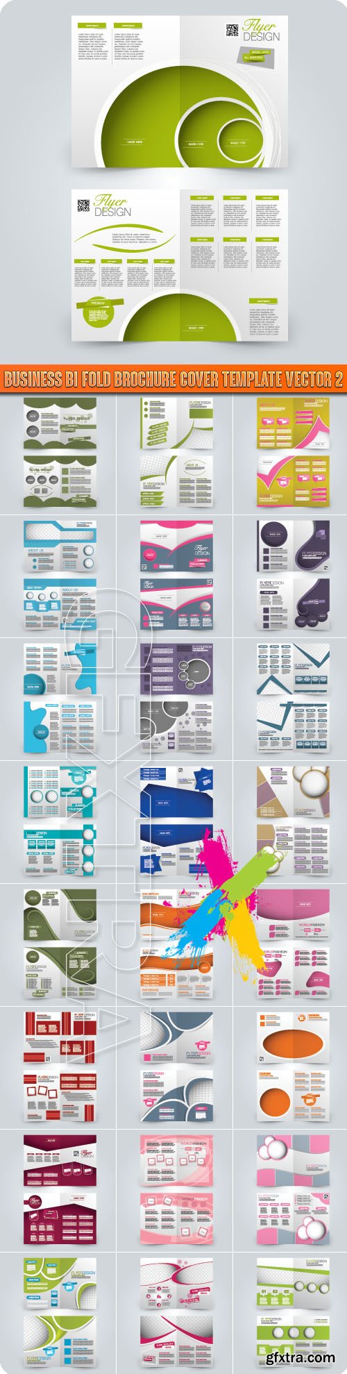 Business bi fold brochure cover template vector 2