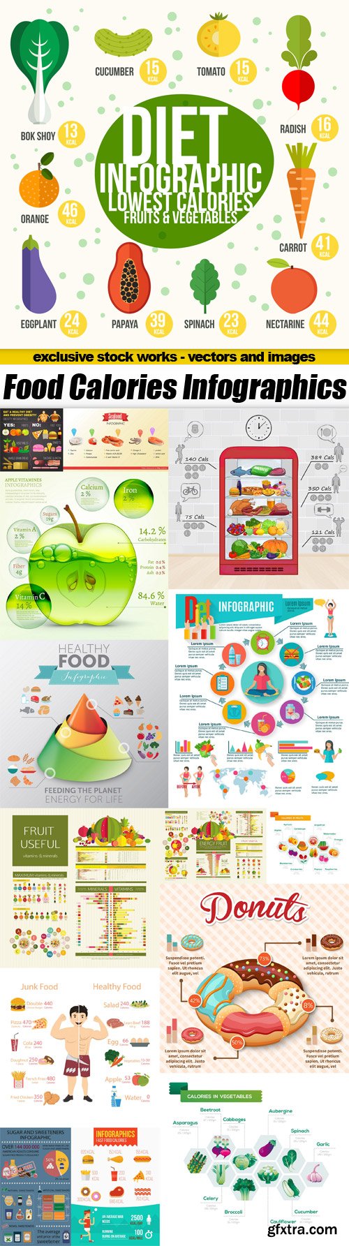 Food Calories Infographics - 15x EPS