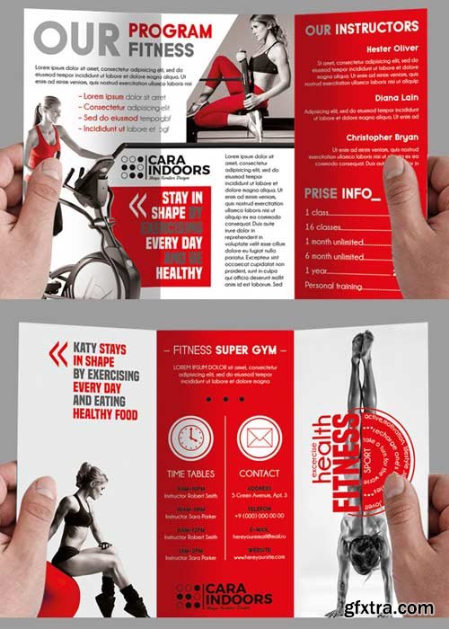 Fitness Tri-Fold Brochure PSD Template