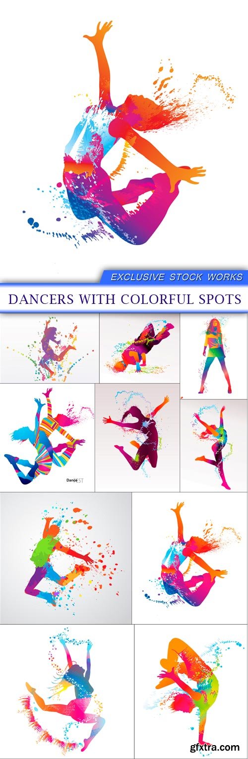 dancers with colorful spots 10X EPS